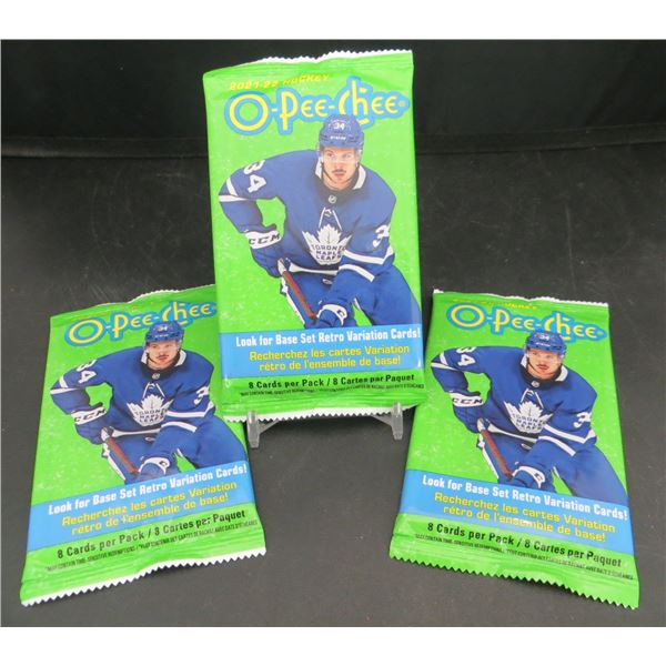 3 Sealed Packs of 2021-22 O-Pee-Chee Hockey 8 cards per pack