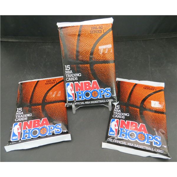 3 Sealed 1991-92 NBA Hoops Basketball Series 1 Pack