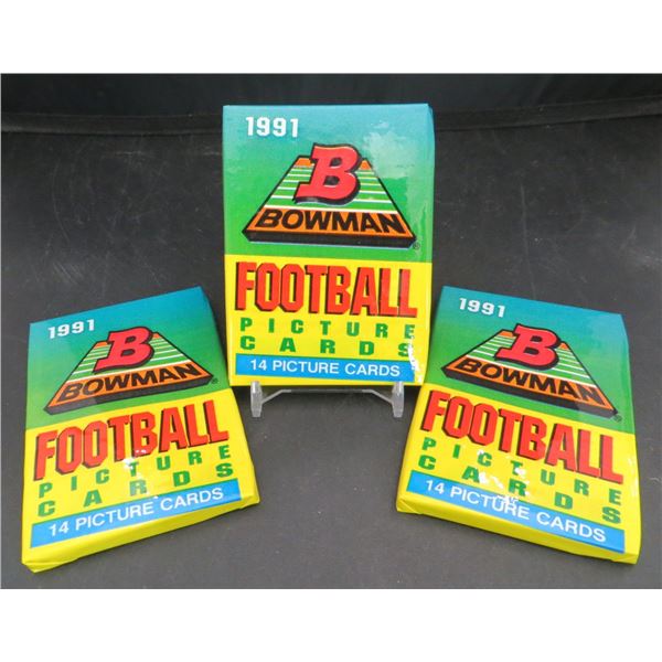 3 Sealed Packs Of 1991 Bowman Football