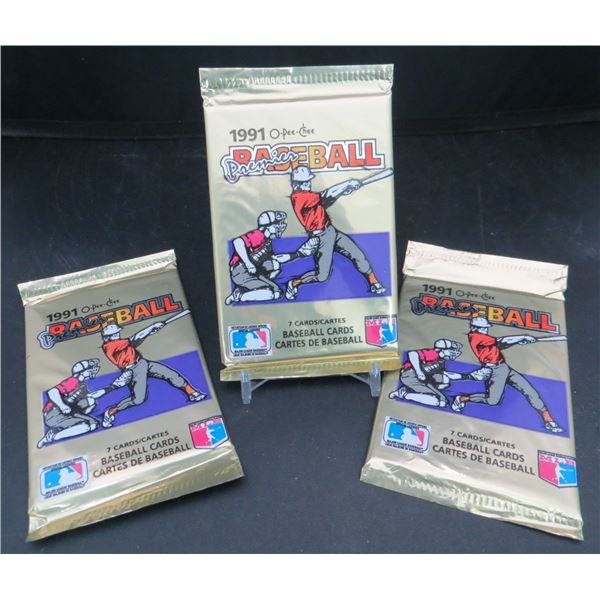 3 Sealed Packs 1991 OPC Baseball