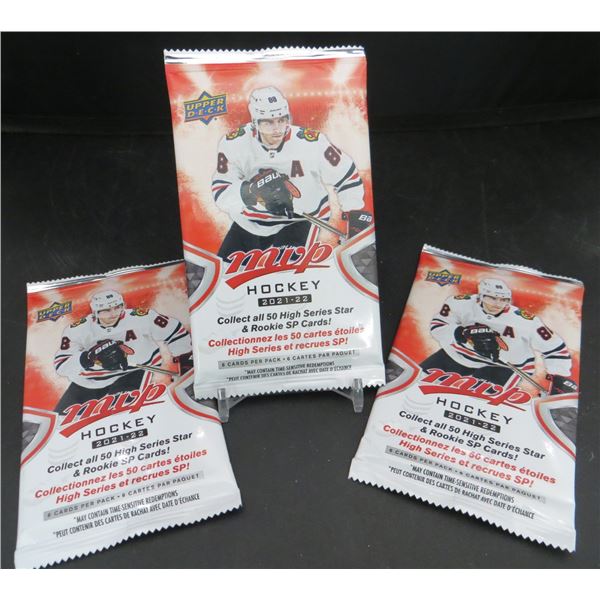 3 sealed Packs 2021-22 Upper Deck MVP Hockey 6 Cards per Pack