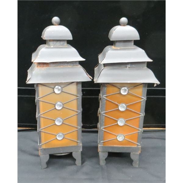 2 Outdoor Decorative Garden Lanterns 16" Tall