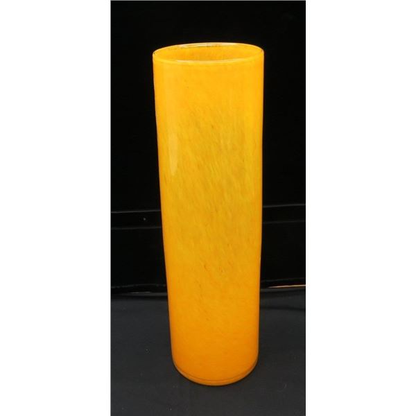 Decorative Orange Blown Glass Vase 18" Tall & 5" Diameter