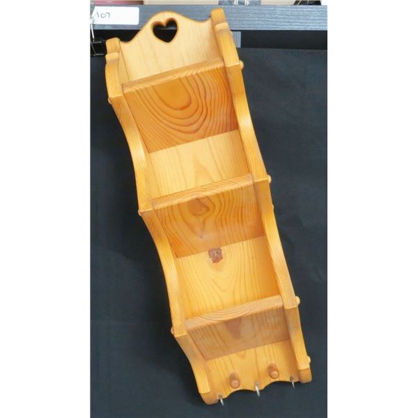 Vintage Solid Wood Letter Rack, Key Holder 23" Long x 7" wide