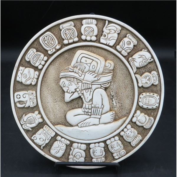 Maya Azrec Calendar Plaque 3D 9" Diameter Hand Made In Mexico