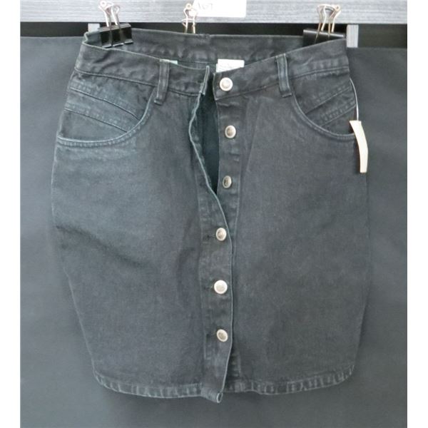 New Rio Ladies Black Jean Button Up Skirt Size11