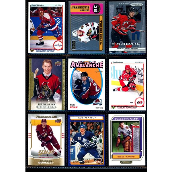 Lot of 9 Various Hockey Inserts or Rookie Cards Various Teams & Players