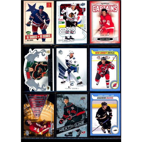 Lot of 9 Various Hockey Inserts or Rookie Cards Various Teams & Players