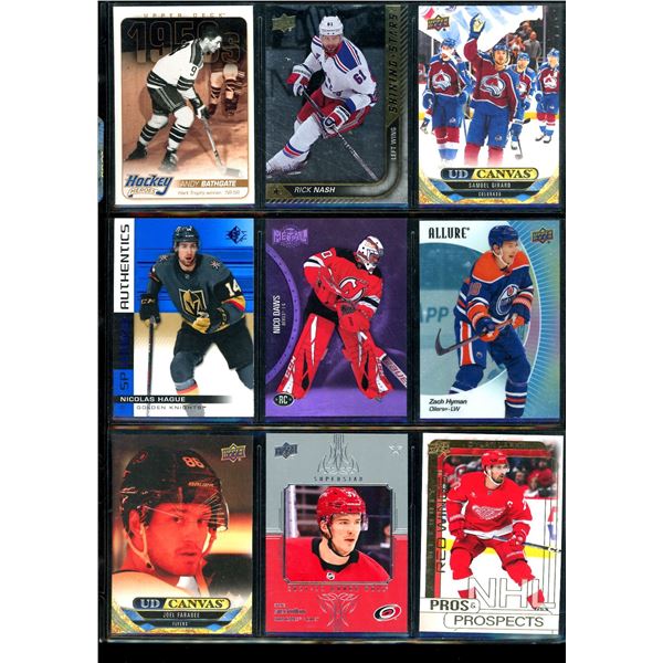Lot of 9 Various Hockey Inserts or Rookie Cards Various Teams & Players