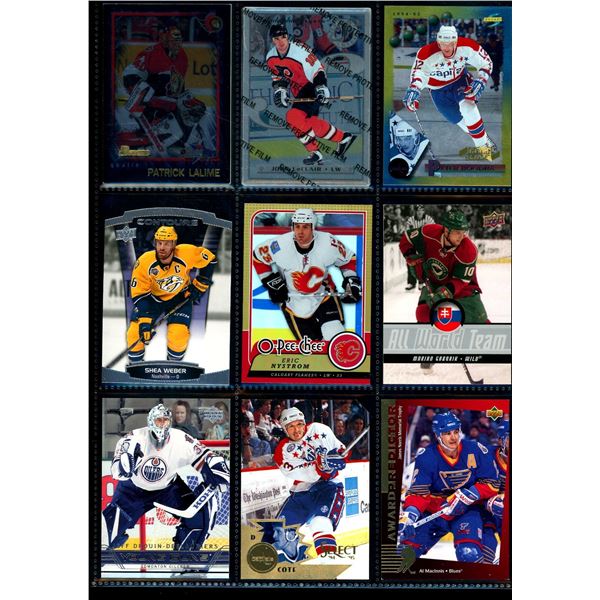 Lot of 9 Various Hockey Inserts or Rookie Cards Various Teams & Players