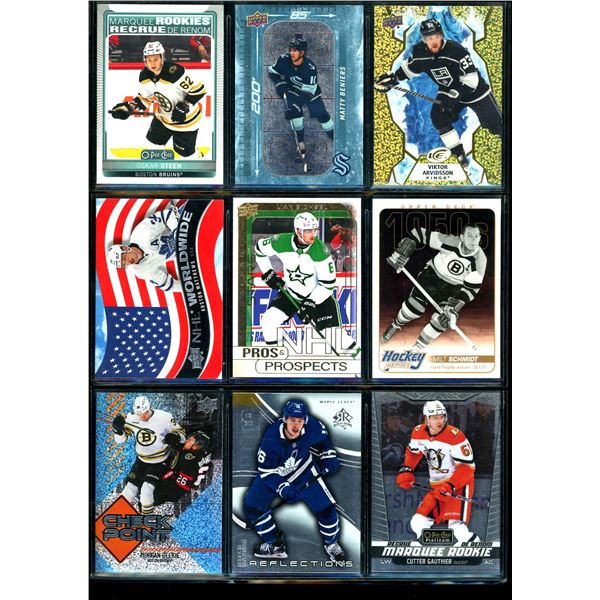 Lot of 9 Various Hockey Inserts or Rookie Cards Various Teams & Players