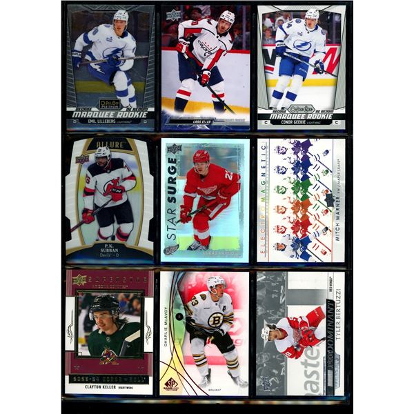 Lot of 9 Various Hockey Inserts or Rookie Cards Various Teams & Players