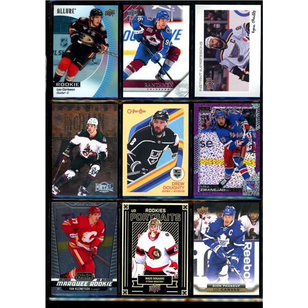 Lot of 9 Various Hockey Inserts or Rookie Cards Various Teams & Players