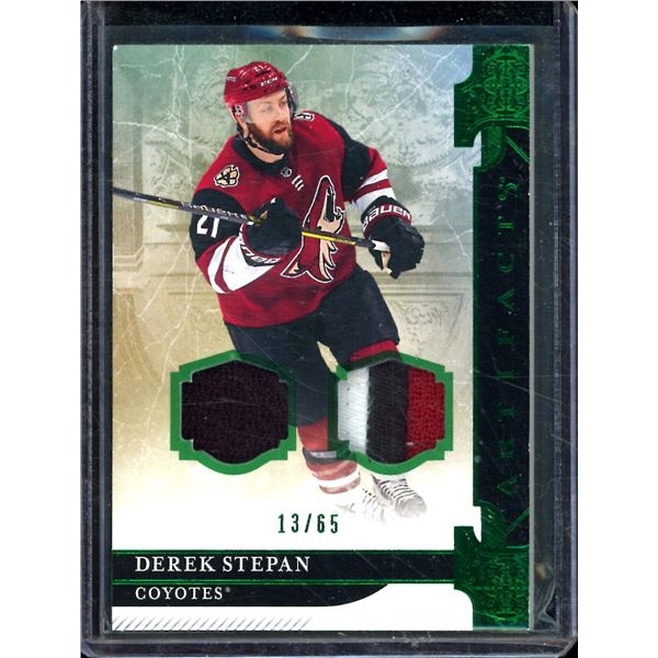 2019-20 Artifacts Materials Emerald #64 Derek Stepan Triple Colour Swatch 13/65