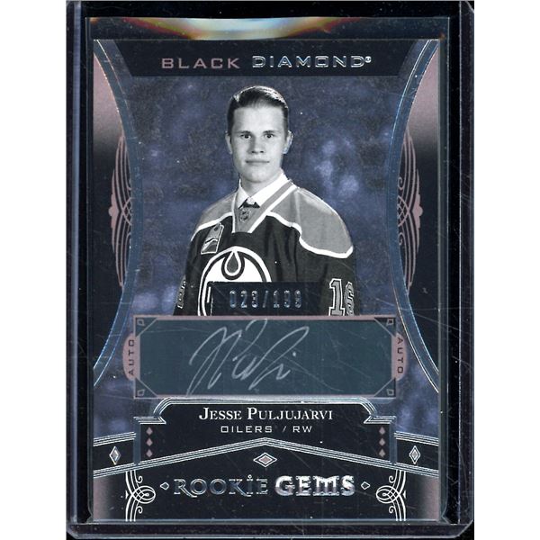 2016-17 Black Diamond Rookie Gems Pure Black Signatures Jesse Puljujarvi 23/199 BV $40