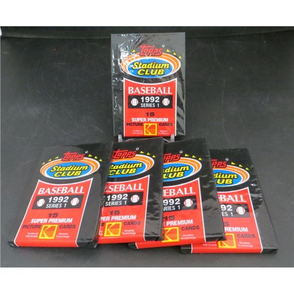 5 Sealed Packs 1992 Topps Stadium Club Baseball 15 Cards per Pack