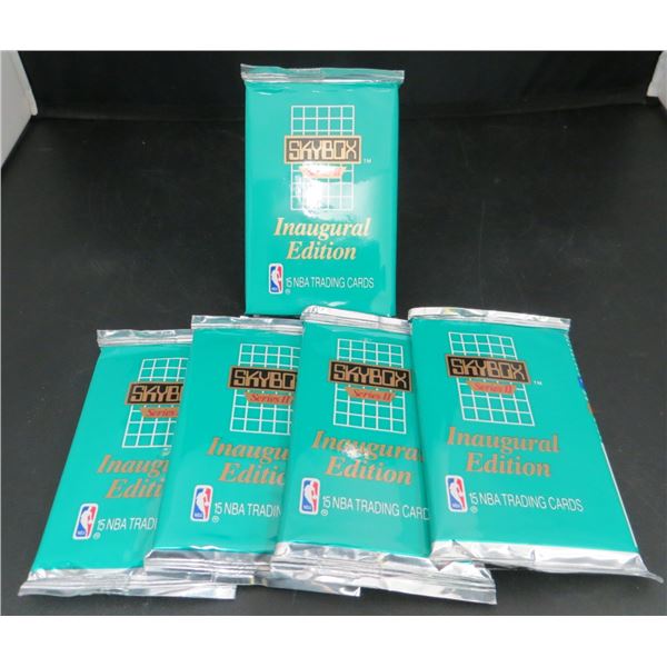 5 Sealed Packs 1990-91 Skybox Basketball Series II Inaugural Edition 15 Cards Per Pack