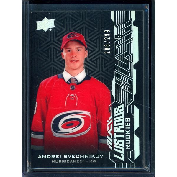 2018-19 UD Black Lustrous Rookies #LRAS Andrei Svechnikov 283/299 BV $30