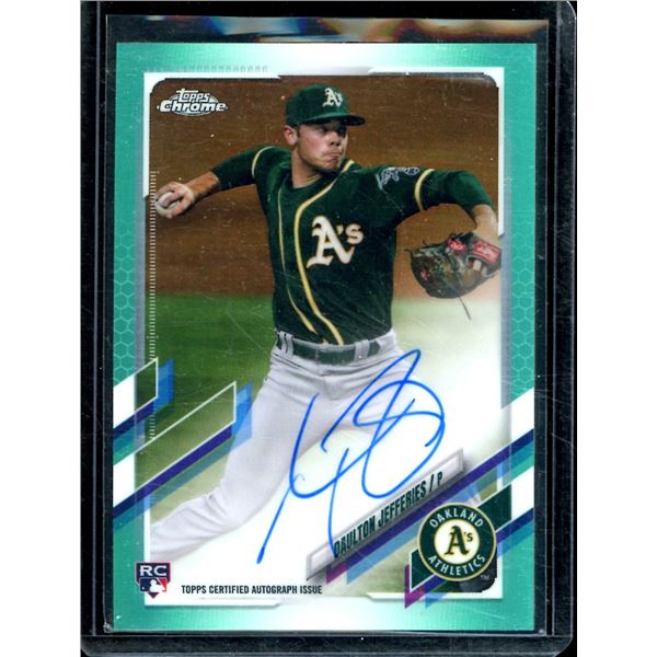2021 Topps Chrome Rookie Autographs Aqua Refractors Daulton Jefferies 59/199