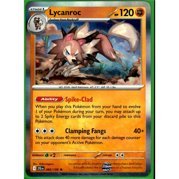 Pokemon Lycanroc - 085/159 - Rare HOLO Journey Together
