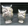 Image 1 : 2 Decorative Silver Ceramic Owls 7" & 9" Tall
