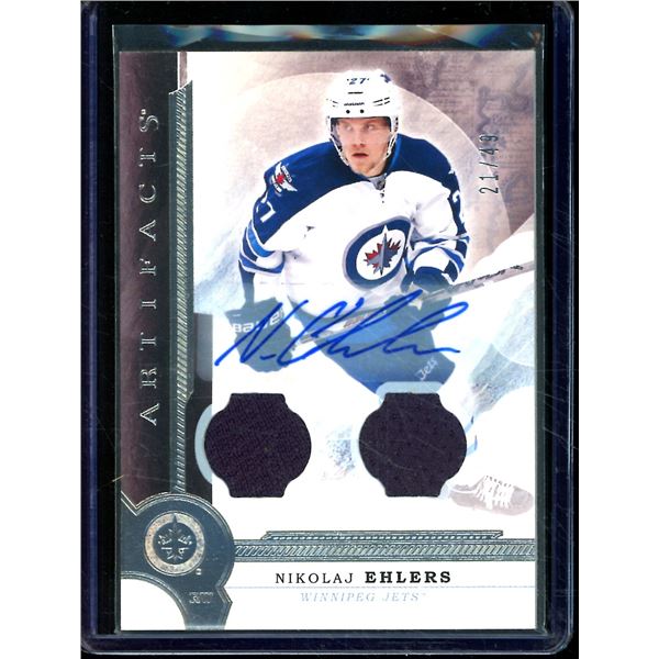 2016-17 Artifacts Autograph Materials Silver #68 Nikolaj Ehlers 21/49