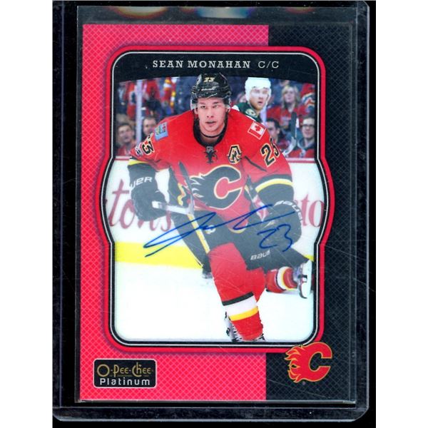 2017-18 O-Pee-Chee Platinum Retro Rainbow Red #R41 Sean Monahan Autograph BV $60