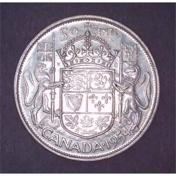 1954 Canadian Silver 50 Cent Coin