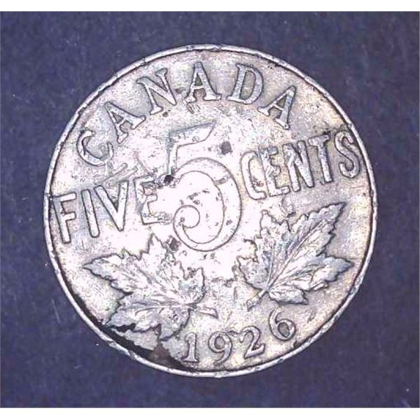 1926 Canadian 5 Cent Coin