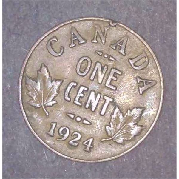 1924 Canadian Penny One Cent Coin