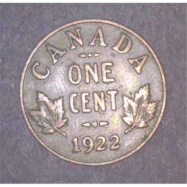 1922 Canadian 1 Cent Coin Penny