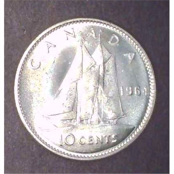 1964 Canadian Silver 10 Cent Coin