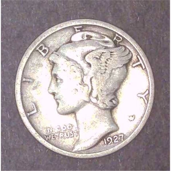 1927 USA Silver 10 Cent Coin