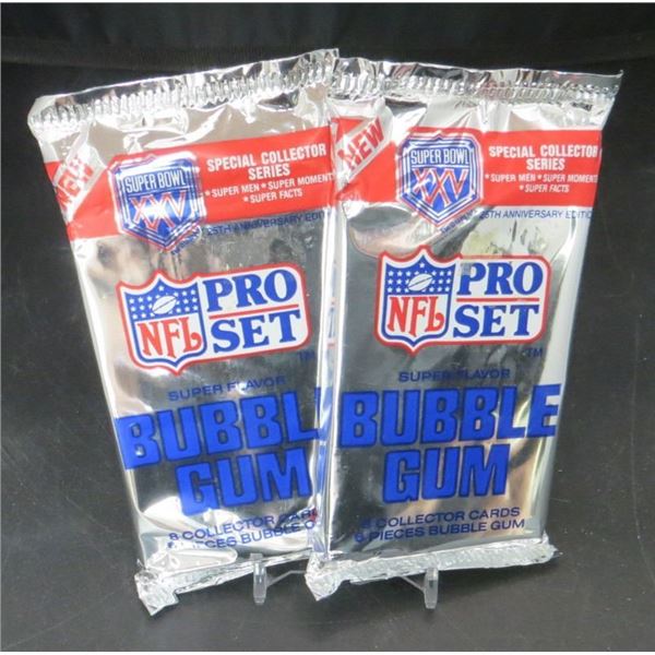 2 Sealed Packs Of 1990 Pro Set NFL Super Bowl XXV Football Cards & Gum