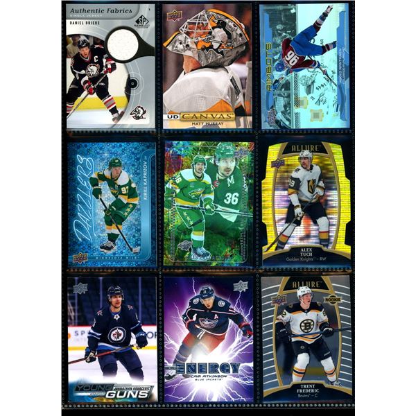 Lot of 9 Various Hockey Inserts or Rookie Cards Various Teams & Players