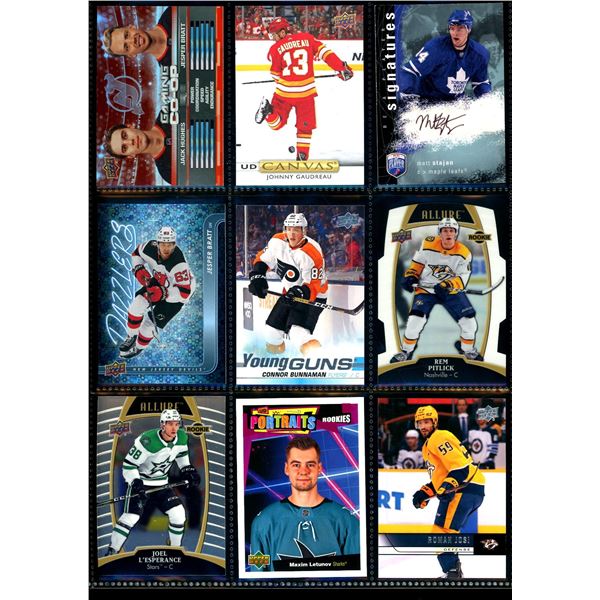 Lot of 9 Various Hockey Inserts or Rookie Cards Various Teams & Players