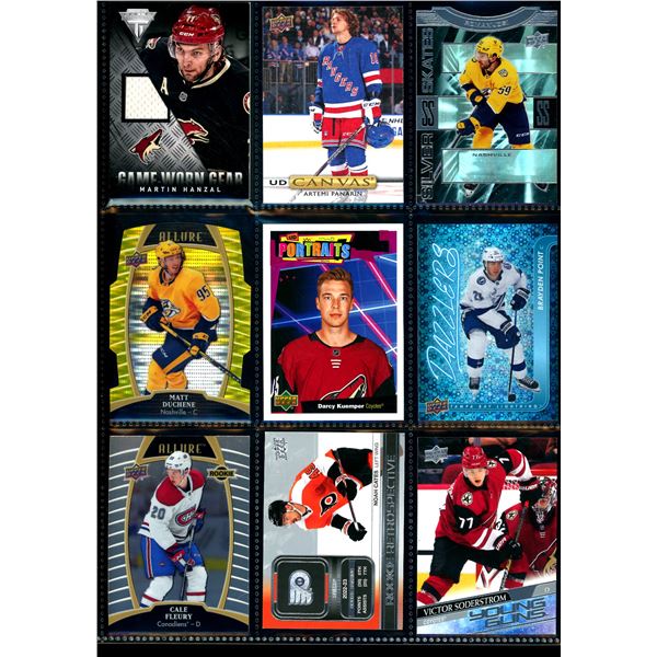 Lot of 9 Various Hockey Inserts or Rookie Cards Various Teams & Players