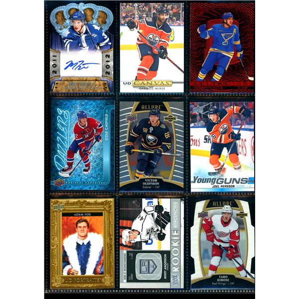 Lot of 9 Various Hockey Inserts or Rookie Cards Various Teams & Players