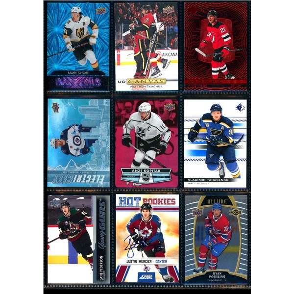 Lot of 9 Various Hockey Inserts or Rookie Cards Various Teams & Players