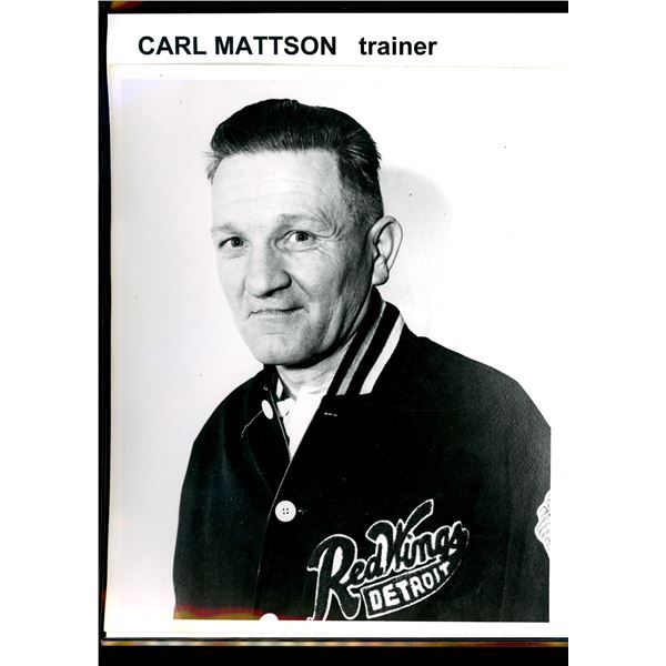 Original Vintage 8x10 Black & White Photo Detroit Red Wings Trainer Carl Mattson