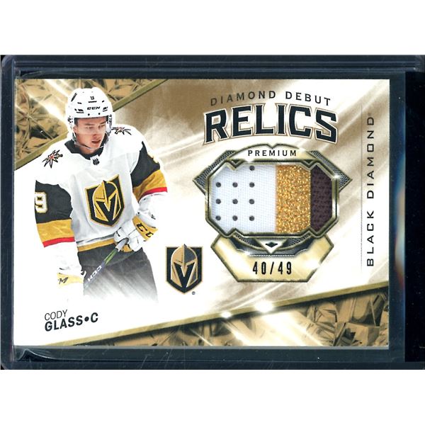 2019-20 Black Diamond Diamond Debut Relics Premium #DDCG Cody Glass 40/49 BV $35