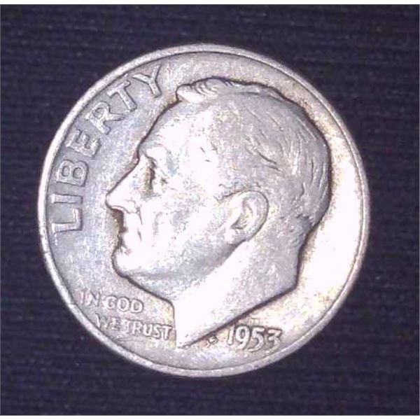 1953 USA Silver 10 Cent Coin