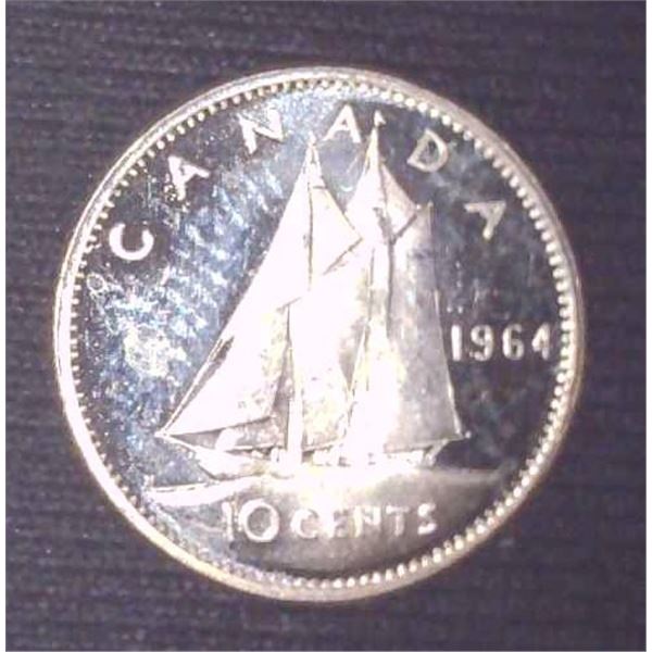 1964 Canadian Silver 10 Cent Coin