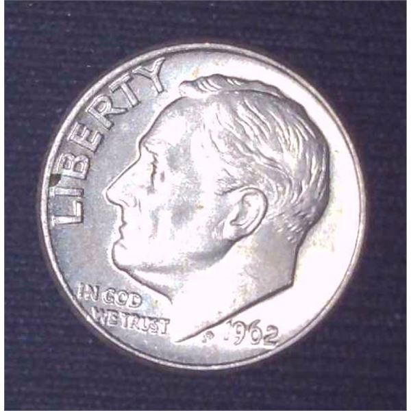 1962 USA Silver 10 Cent Coin