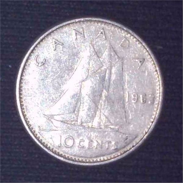 1963 Canadian Silver 10 Cent Coin