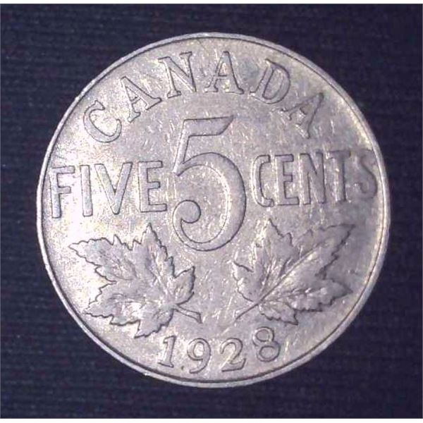 1928 Canadian 5 Cent Coin