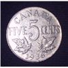 Image 1 : 1936 Canadian 5 Cent Coin