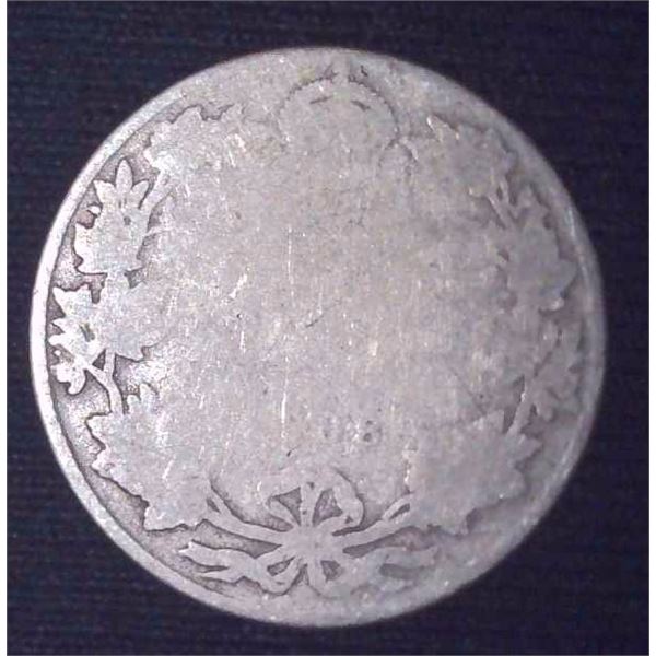 1908 Canadian Silver 25 Cent Coin
