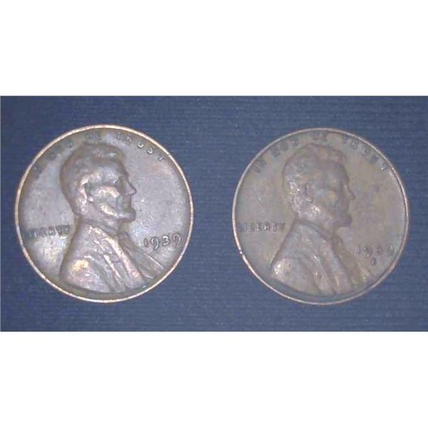 2x USA Pennies 1939