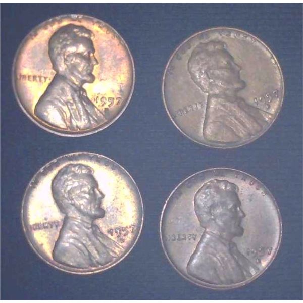 4x USA Pennies 1957D